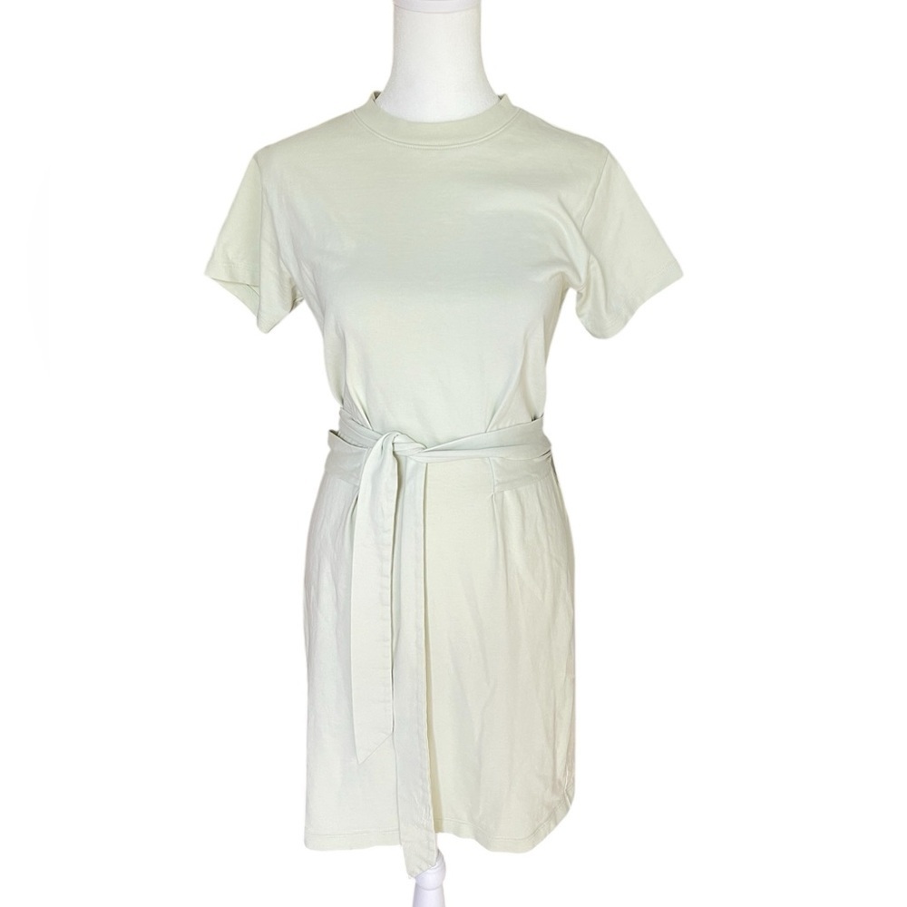Vince Short Sleeve Waist Tie Cream Dress - Size XXS